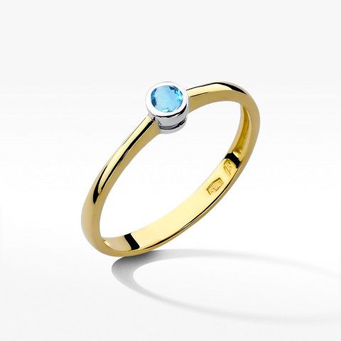 Pierścionek z żółtego złota z topazem Swiss - próba 585 0,15CT w0224.Z3.TOB.02