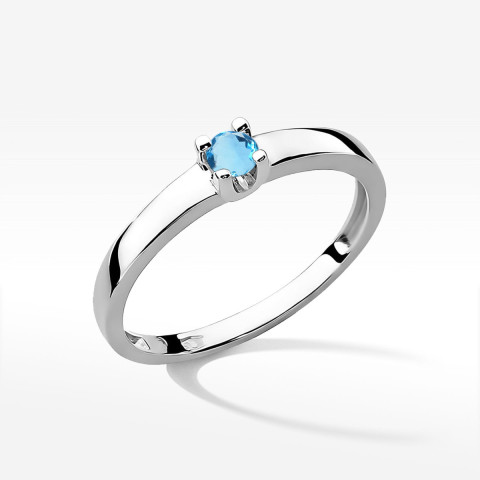 Pierścionek z białego złota z topazem Swiss - próba 585 0,15CT w0225.B3.TOB.02