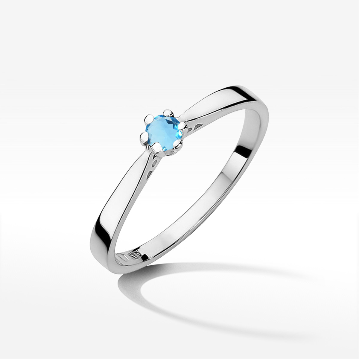 Pierścionek z białego złota z topazem Swiss - próba 585 0,15CT w0229.B3.TOB.02