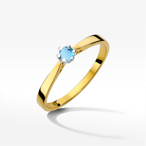 Pierścionek z żółtego złota z topazem Swiss - próba 585 0,15CT w0229.Z3.TOB.02