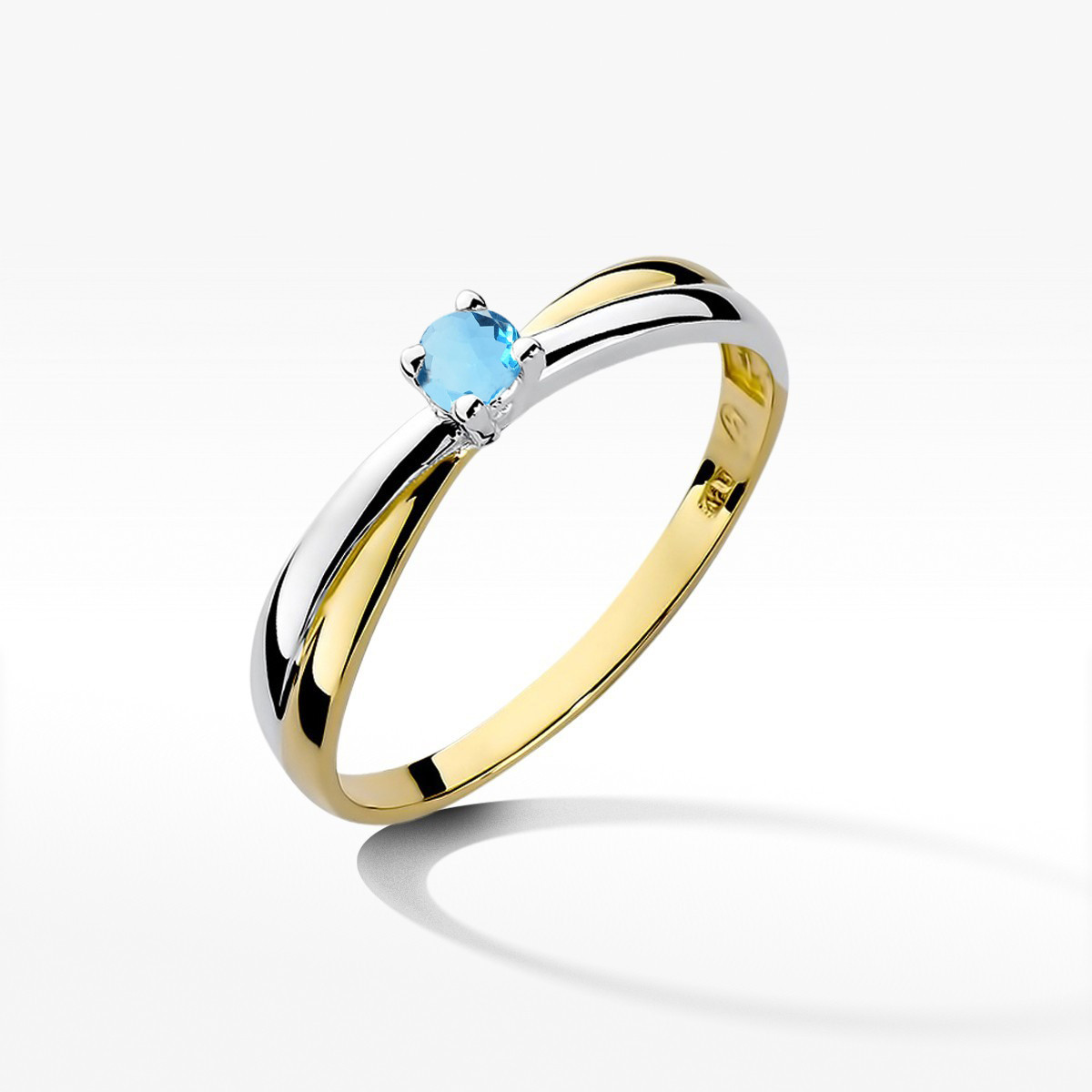 Pierścionek z żółtego złota z topazem Swiss - próba 585 0,15CT w0230.Z3.TOB.02