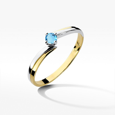Pierścionek z żółtego złota z topazem Swiss - próba 585 0,15CT w0231.Z3.TOB.02
