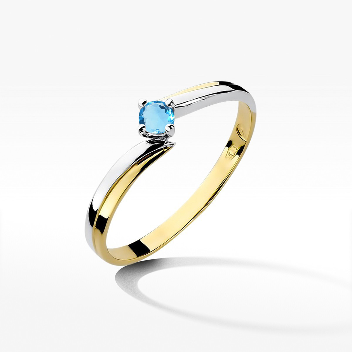 Pierścionek z żółtego złota z topazem Swiss - próba 585 0,15CT w0231.Z3.TOB.02