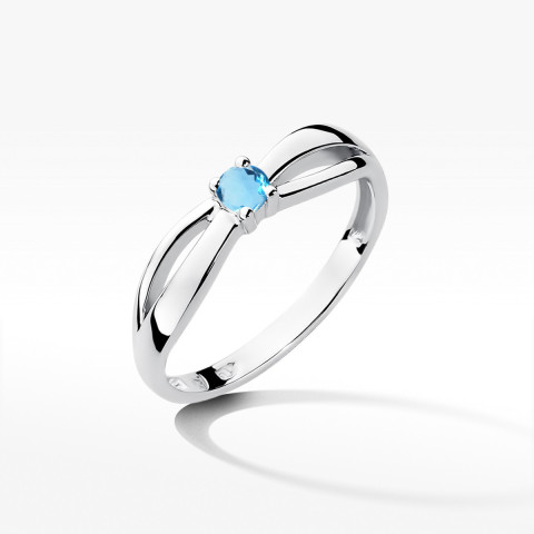Pierścionek z białego złota z topazem Swiss - próba 585 0,15CT w0248.B3.TOB.01