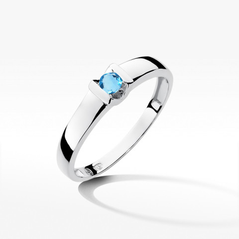 Pierścionek z białego złota z topazem Swiss - próba 585 0,15CT w0249.B3.TOB.01