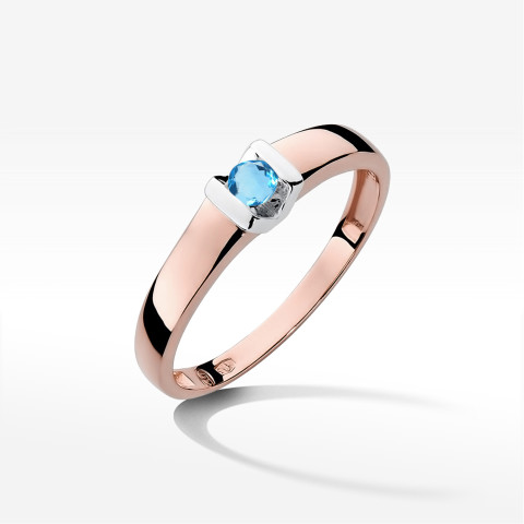 Pierścionek z różowego złota z topazem Swiss - próba 585 0,15CT w0249.R3.TOB.01