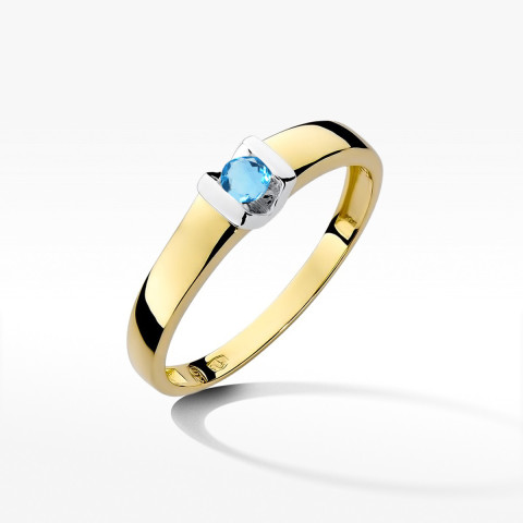Pierścionek z żółtego złota z topazem Swiss - próba 585 0,15CT w0249.Z3.TOB.01