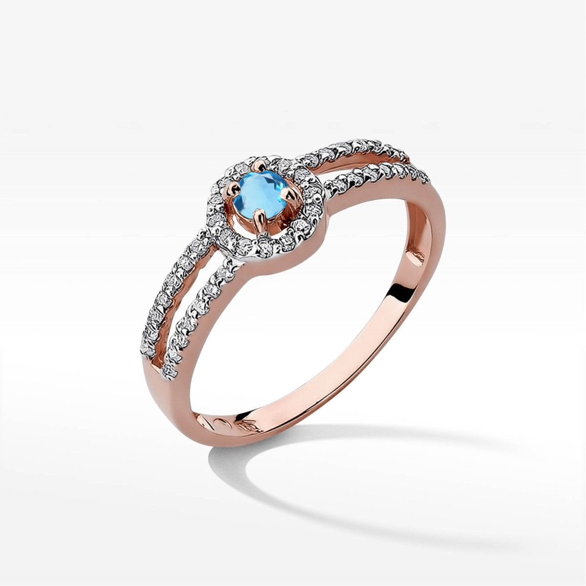 Pierścionek z różowego złota z topazem Swiss - próba 585 0,46CT w0272.R3.TOB.01