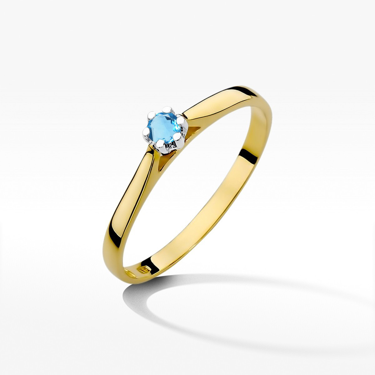 Pierścionek z żółtego złota z topazem Swiss - próba 585 0,15CT w0311.Z3.TOB.02