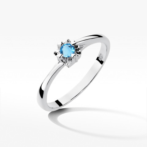 Pierścionek z białego złota z topazem Swiss - próba 585 0,15CT w0318.B3.TOB.01