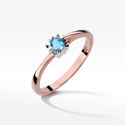 Pierścionek z różowego złota z topazem Swiss - próba 585 0,15CT w0318.R3.TOB.01