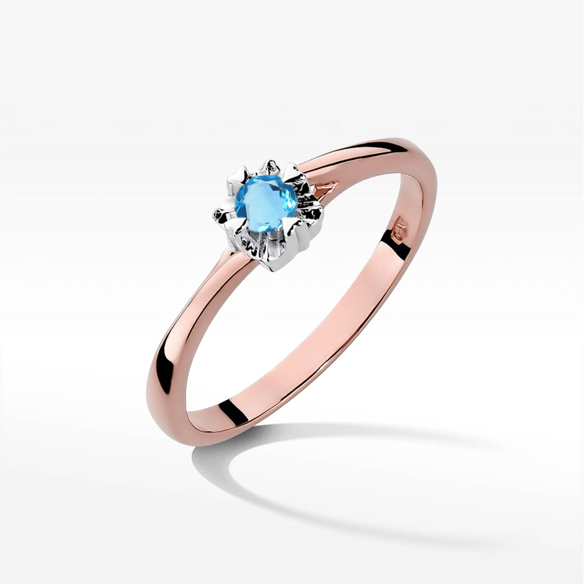 Pierścionek z różowego złota z topazem Swiss - próba 585 0,15CT w0318.R3.TOB.01