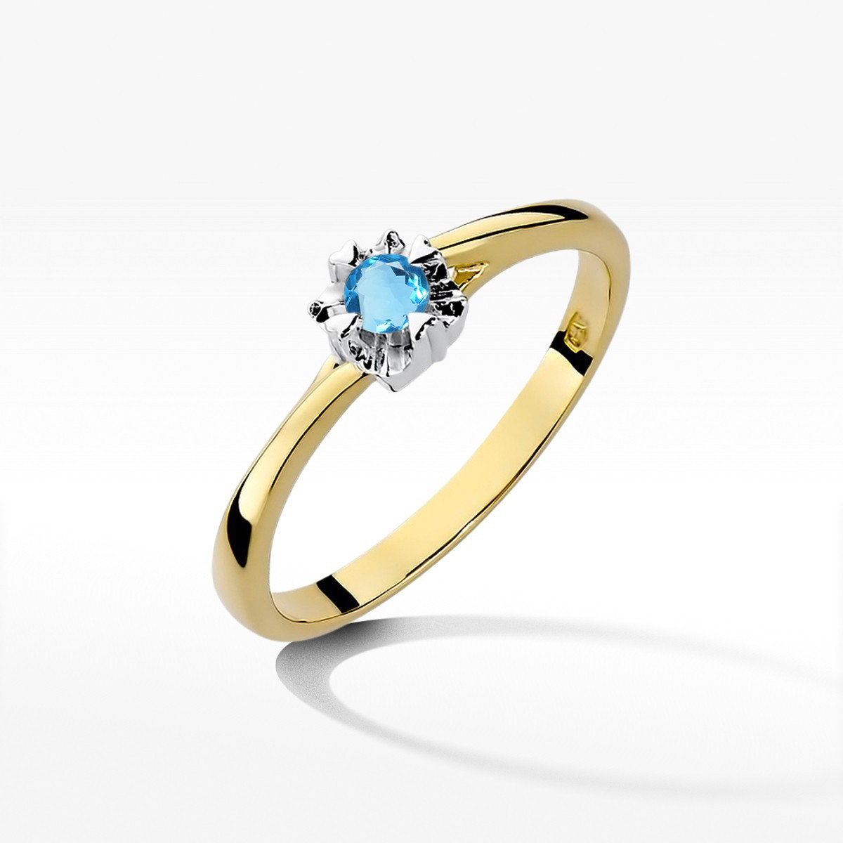 Pierścionek z żółtego złota z topazem Swiss - próba 585 0,15CT w0318.Z3.TOB.01
