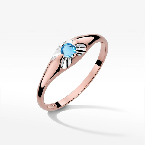 Pierścionek z różowego złota z topazem Swiss - próba 585 0,15CT w0331.R3.TOB.01