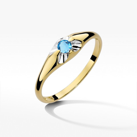 Pierścionek z żółtego złota z topazem Swiss - próba 585 0,15CT w0331.Z3.TOB.01