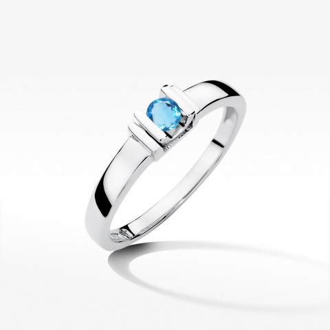 Pierścionek z białego złota z topazem Swiss - próba 585 0,15CT w0343.B3.TOB.01