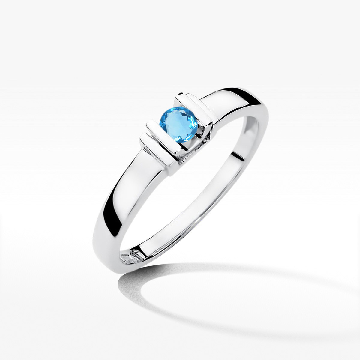 Pierścionek z białego złota z topazem Swiss - próba 585 0,15CT w0343.B3.TOB.01