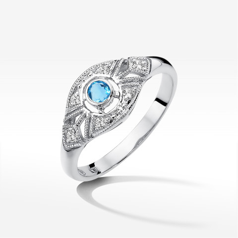 Pierścionek z białego złota z topazem Swiss - próba 585 0,34CT PV-164.B3.TOB.01