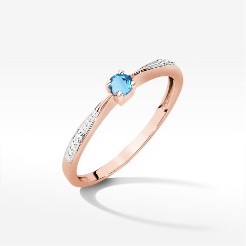 Pierścionek z różowego złota z topazem Swiss - próba 585 0,17CT PV-236.R3.TOB.01