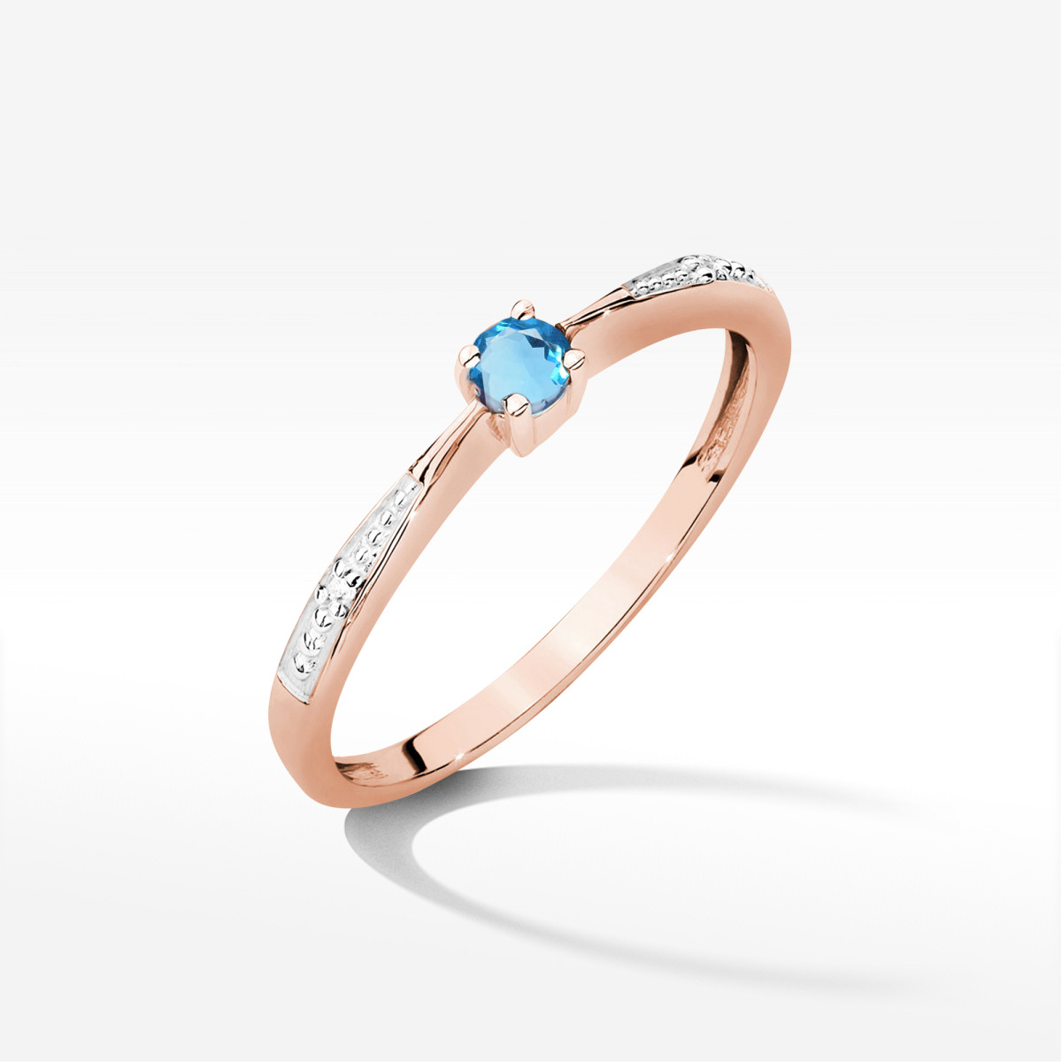Pierścionek z różowego złota z topazem Swiss - próba 585 0,17CT PV-236.R3.TOB.01