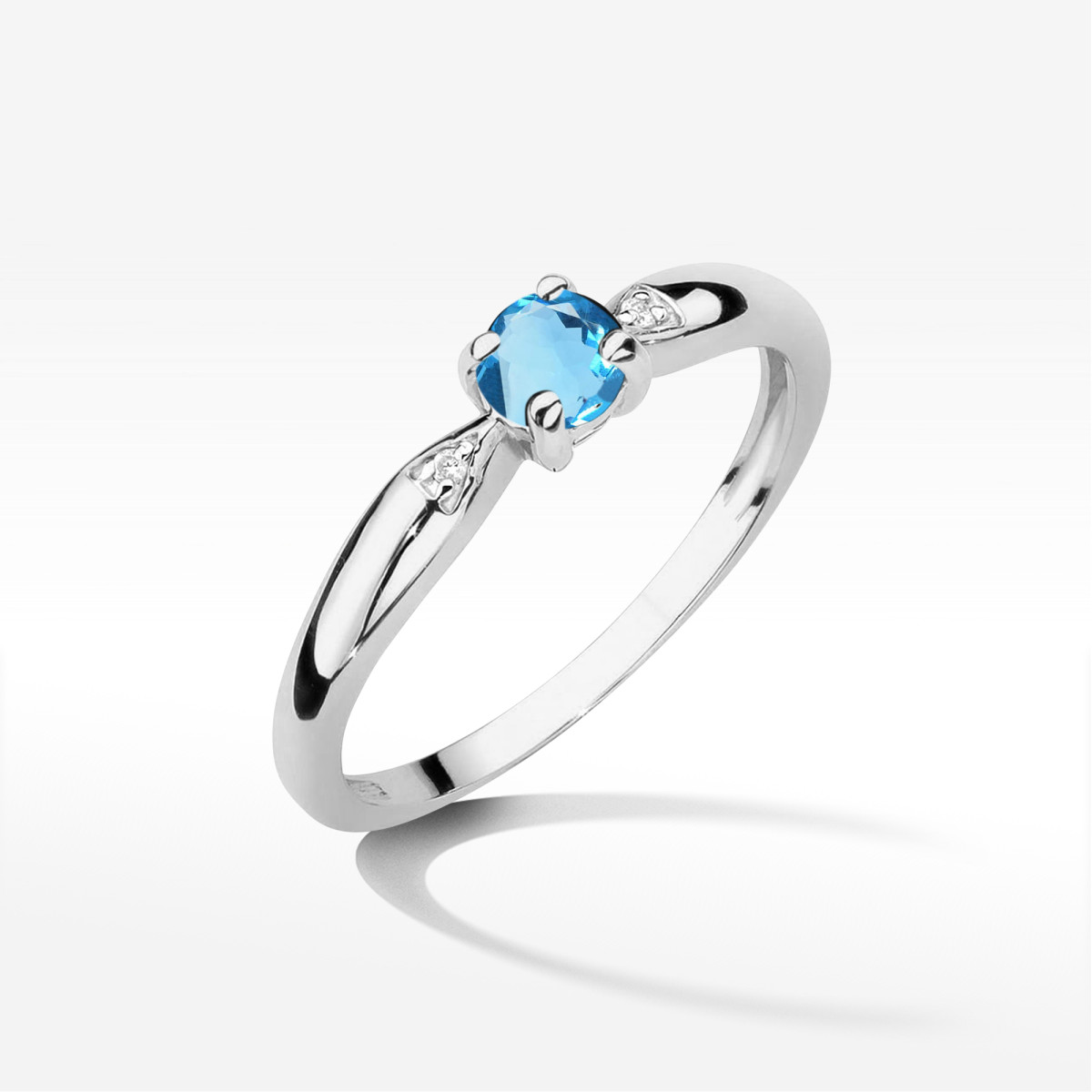 Pierścionek z białego złota z topazem Swiss - próba 585 0,18CT PV-173.B3.TOB.01