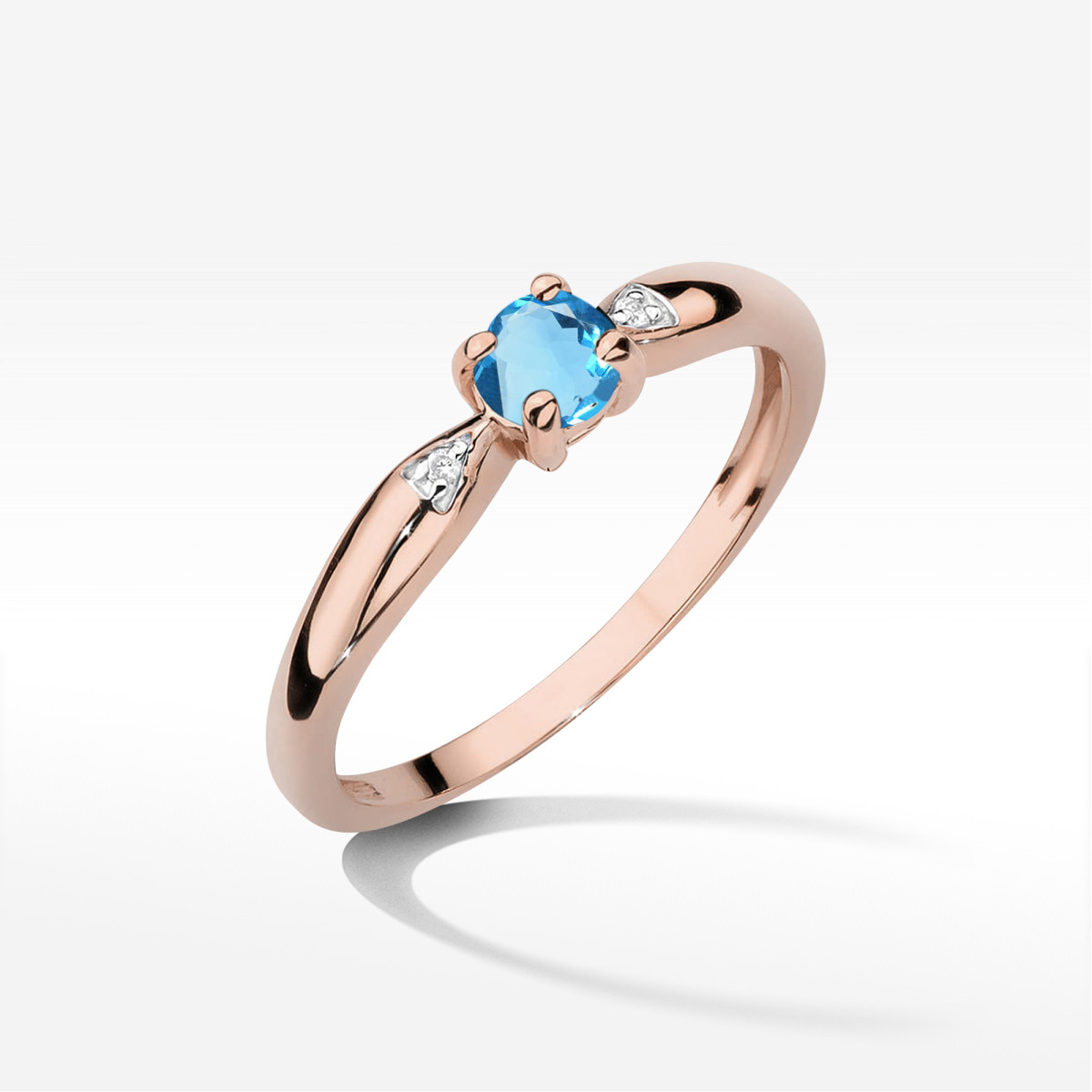 Pierścionek z różowego złota z topazem Swiss - próba 585 0,18CT PV-173.R3.TOB.01