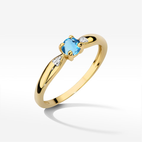 Pierścionek z żółtego złota z topazem Swiss - próba 585 0,18CT PV-173.Z3.TOB.01