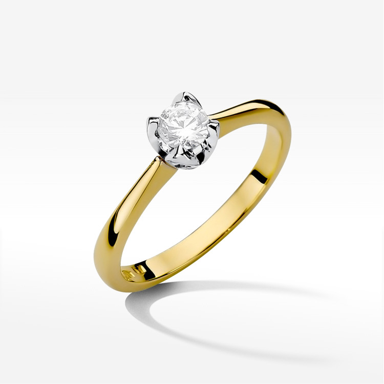 Pierścionek z żółtego złota z diamentem - próba 585 0,30CT PV-245A