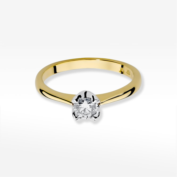 Pierścionek z żółtego złota z diamentem - próba 585 0,30CT PV-245A