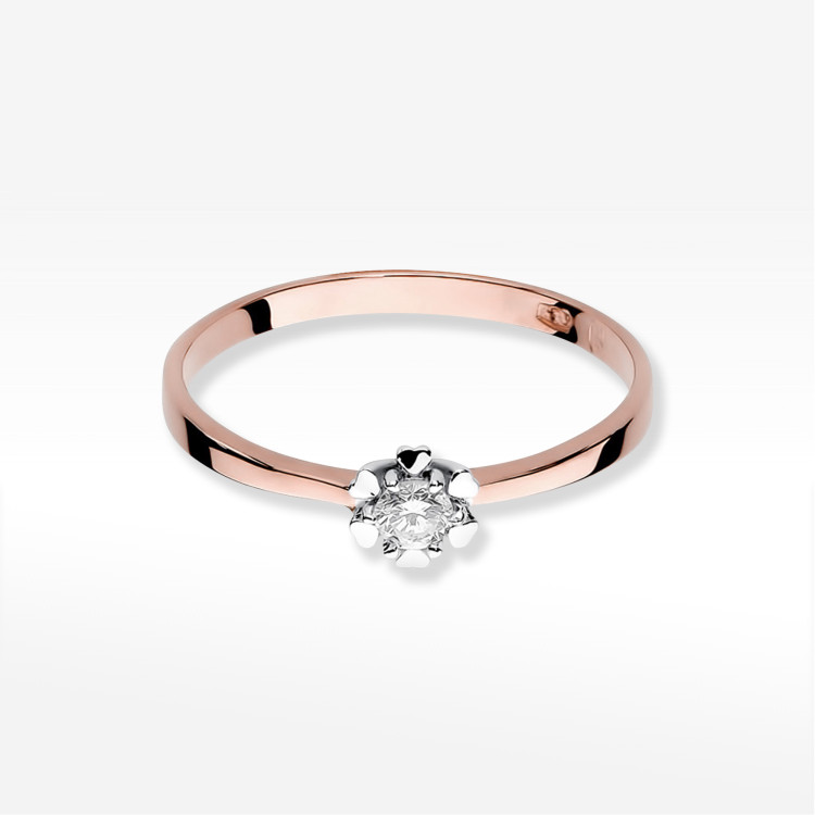 Pierścionek W0053 Diament 0,10ct różowe złoto