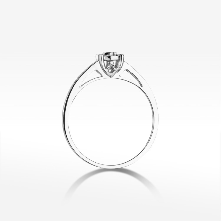 Pierścionek PV-157 Czarny Diament 0,04ct białe złoto
