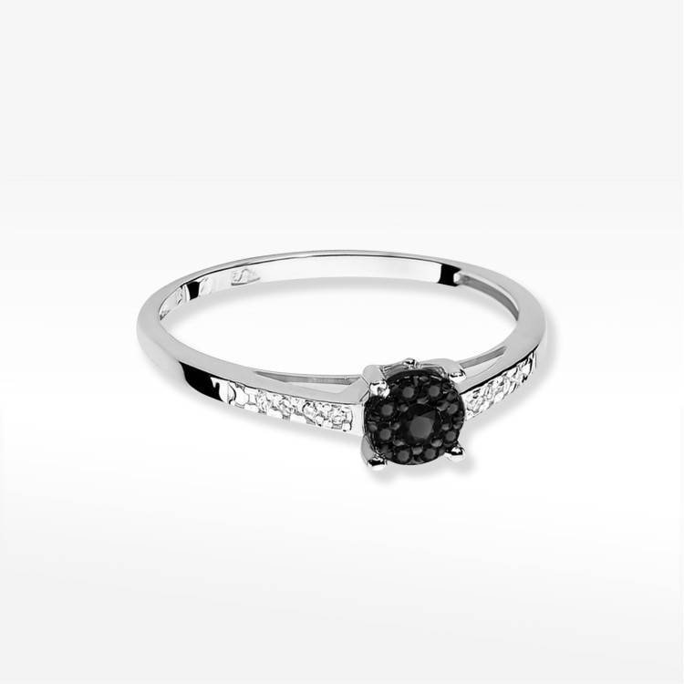 Pierścionek PV-157 Czarny Diament 0,04ct białe złoto