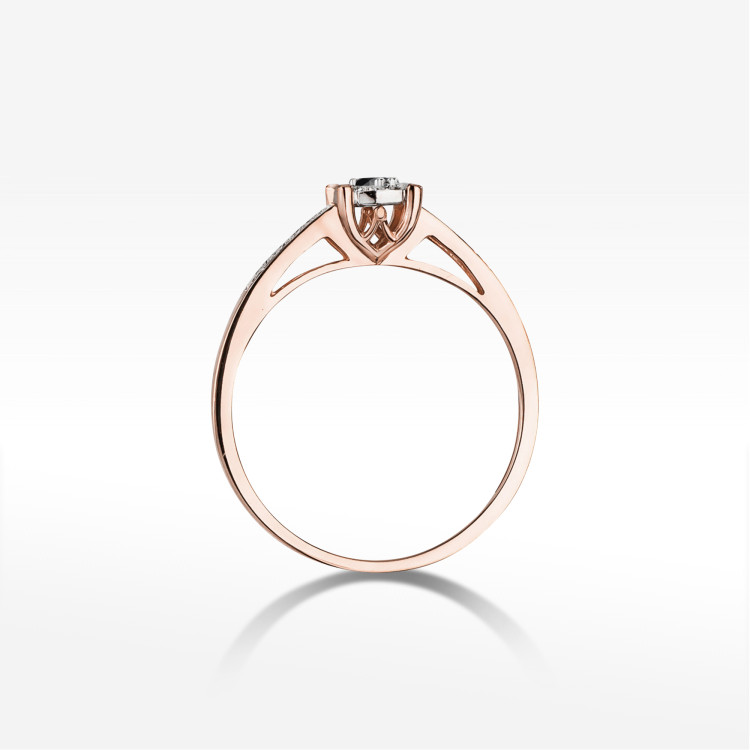 Pierścionek PV-157 Czarny Diament 0,04ct różowe złoto
