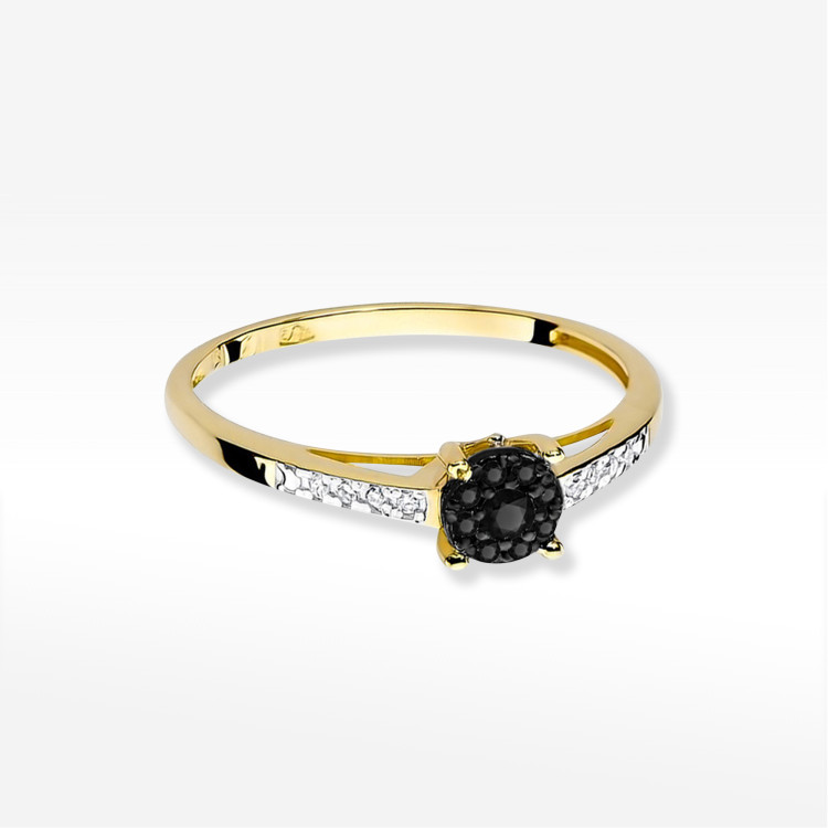 Pierścionek PV-157 Czarny Diament 0,04ct żółte złoto