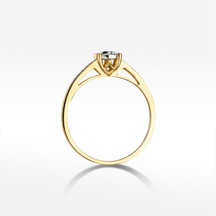 Pierścionek PV-157 Czarny Diament 0,04ct żółte złoto