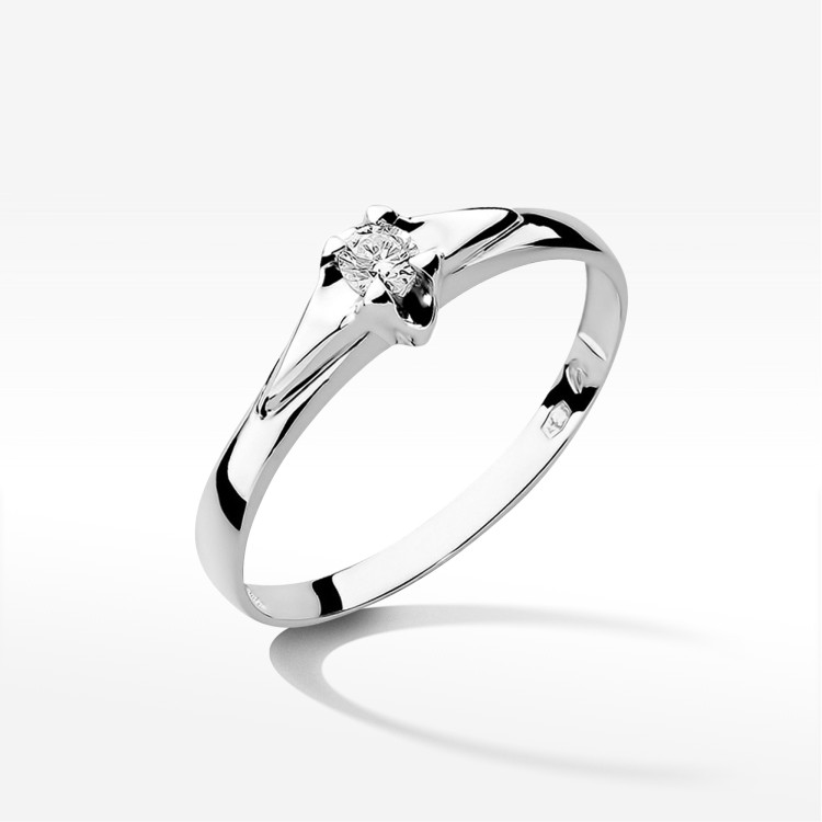 Pierścionek W0088 Diament 0,08ct białe złoto