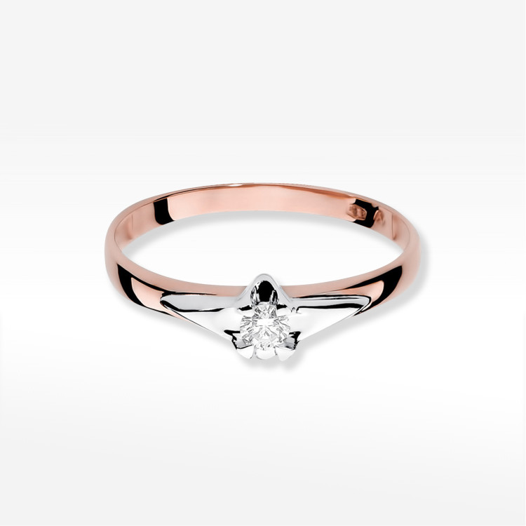 Pierścionek W0088 Diament 0,08ct różowe złoto
