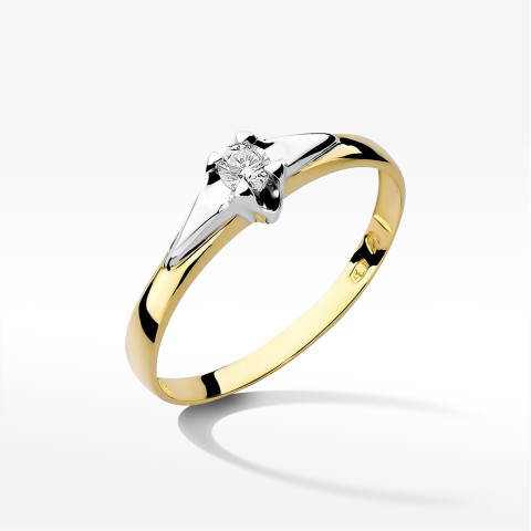 Pierścionek W0088 Diament 0,10ct żółte złoto