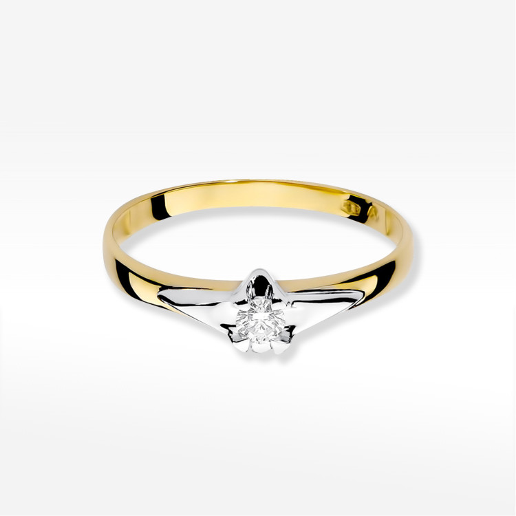 Pierścionek W0088 Diament 0,10ct żółte złoto