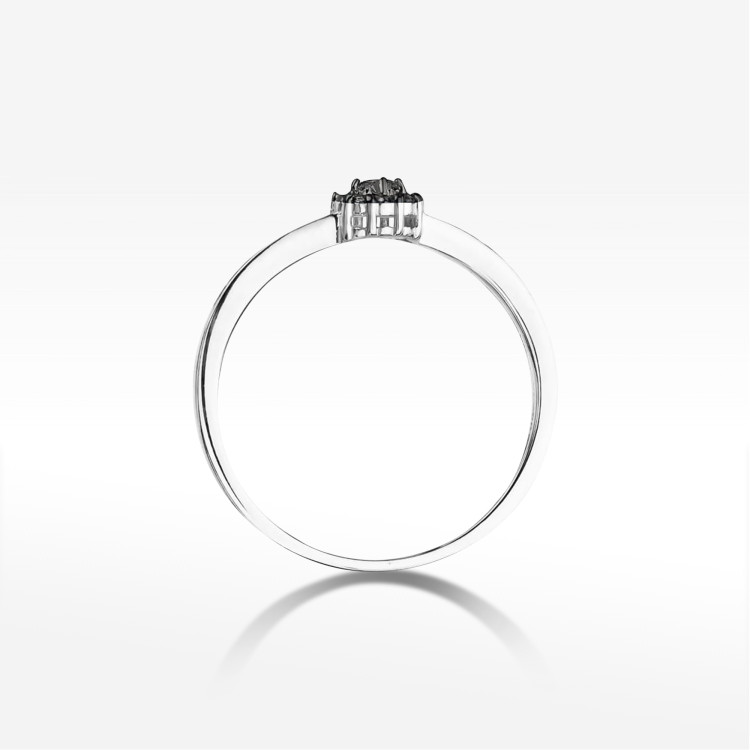 Pierścionek W0091 Czarny Diament 0,04ct białe złoto
