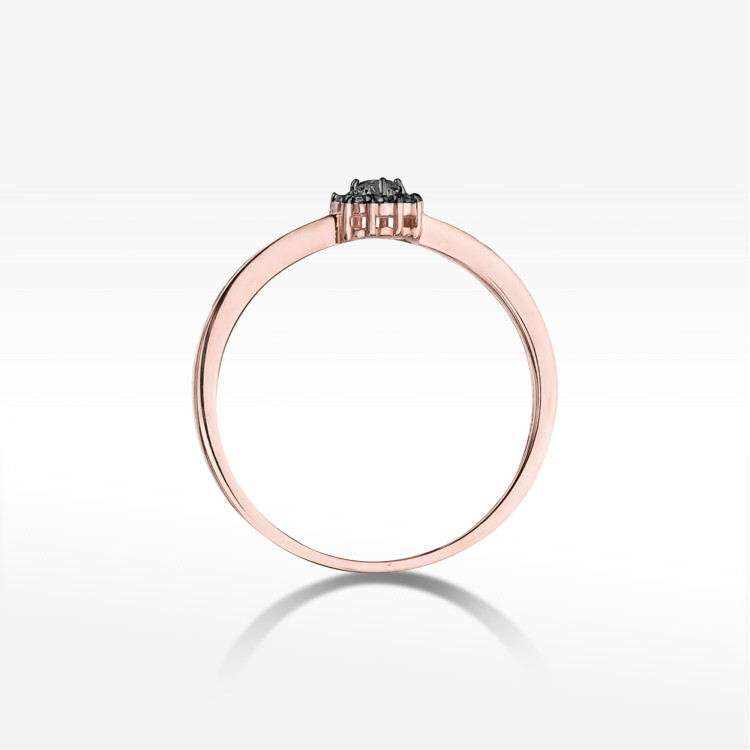 Pierścionek W0091 Czarny Diament 0,04ct różowe złoto