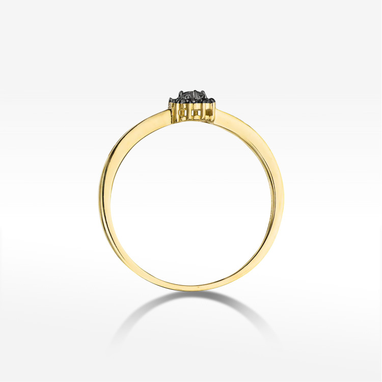 Pierścionek W0091 Czarny Diament 0,04ct żółte złoto