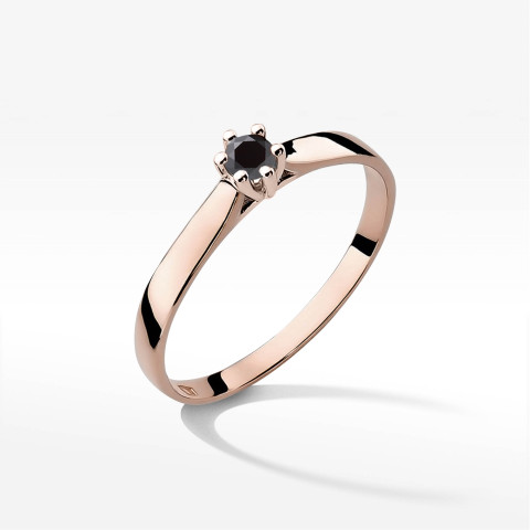 Pierścionek W0222 Czarny Diament 0,12ct różowe złoto