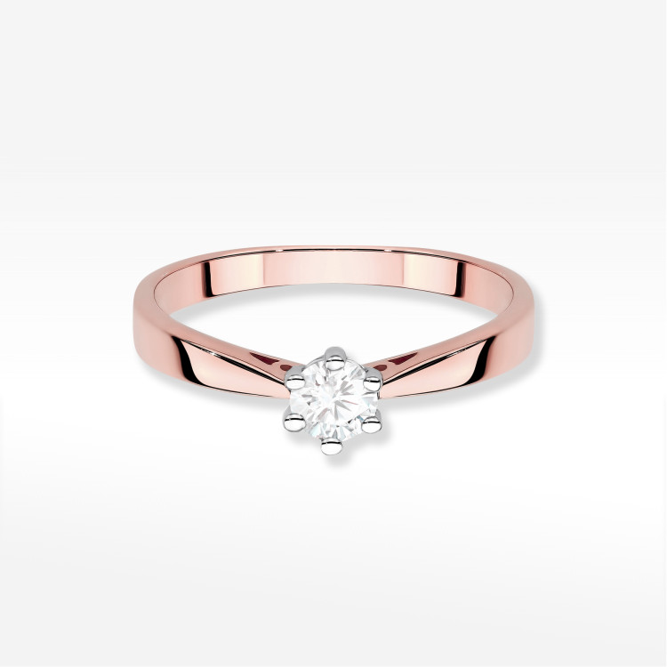 Pierścionek W0229B Diament Laboratoryjny 0,30ct różowe złoto