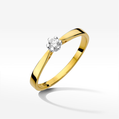 Pierścionek z żółtego złota z diamentem - próba 585 0,08CT PV-192C