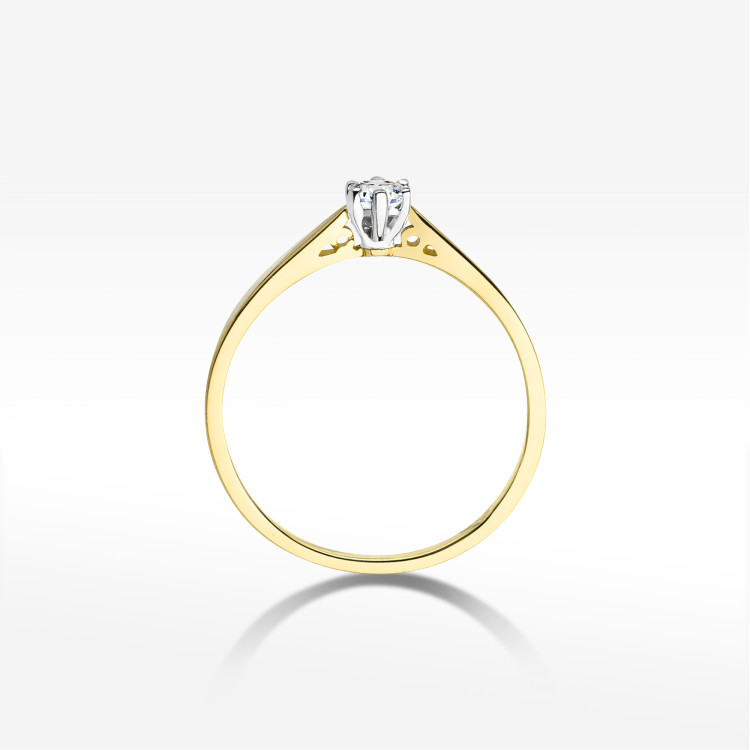 Pierścionek z żółtego złota z diamentem - próba 585 0,08CT PV-192C