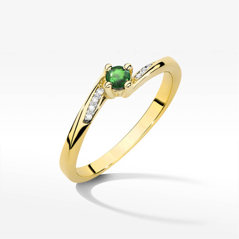 Pierścionek W0262 Szmaragd 0,15ct żółte złoto