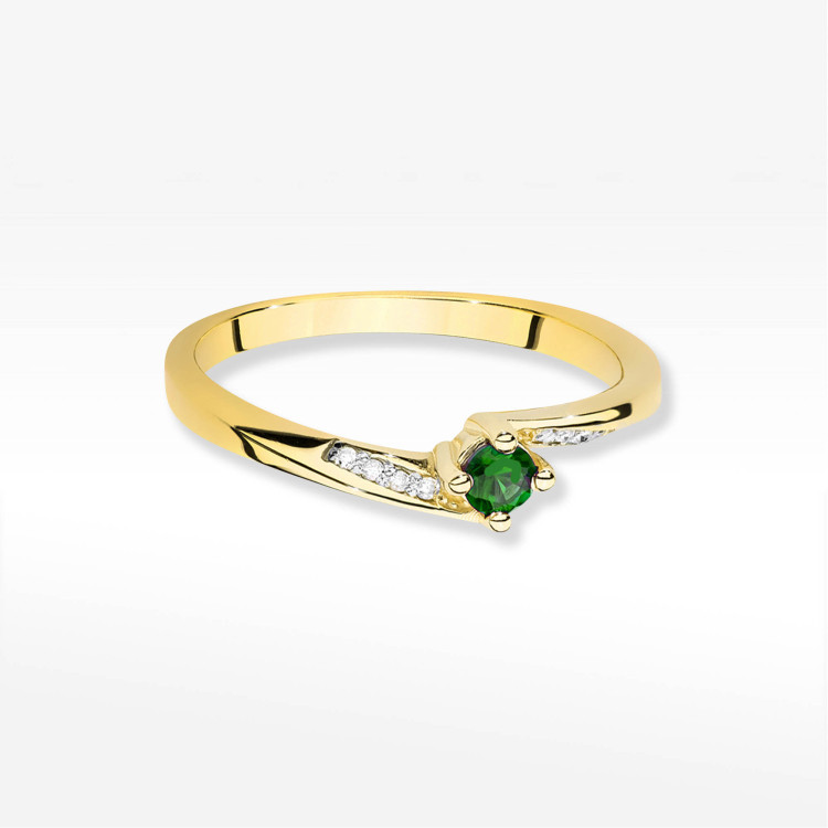 Pierścionek W0262 Szmaragd 0,15ct żółte złoto