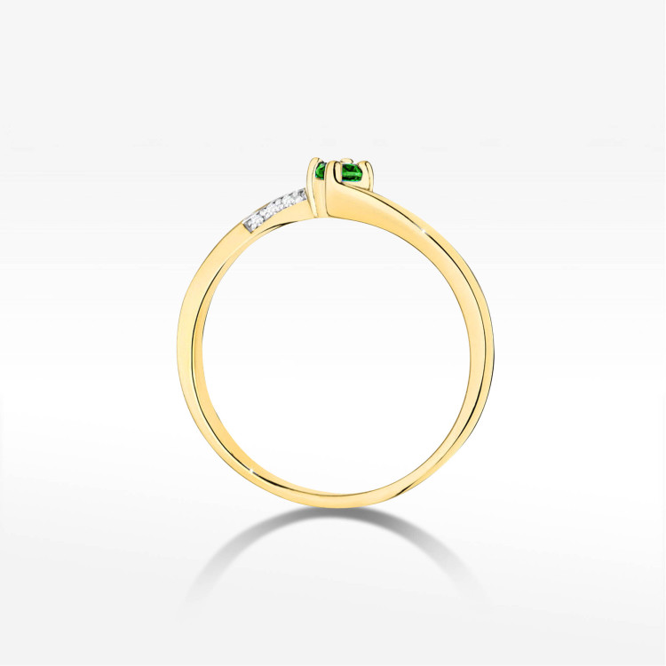 Pierścionek W0262 Szmaragd 0,15ct żółte złoto