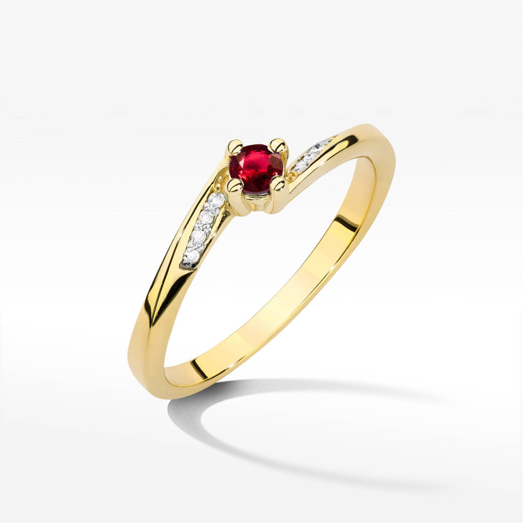 Pierścionek W0262 Rubin 0,15ct żółte złoto